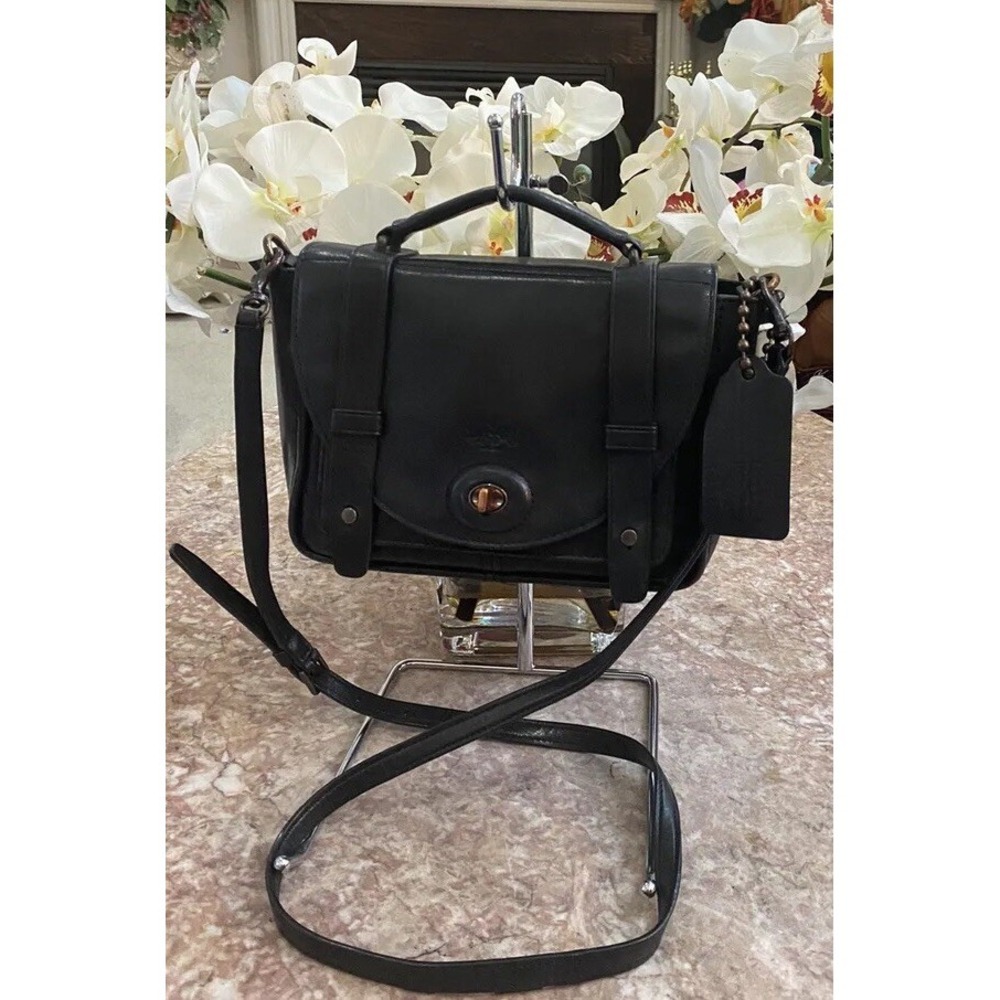 COACH BLEECKER BLACK LEATHER MINI BROOKLYN MESSENGER BAG 32279 EUC,MSRP‎ $468